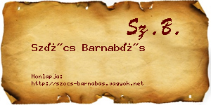 Szőcs Barnabás névjegykártya